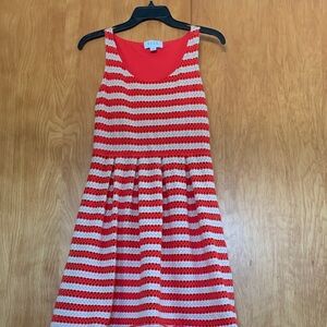 Elle Stretch Eyelet Striped Fit & Flare Mini Dress Patriotic Summer BBQ Sz 6
